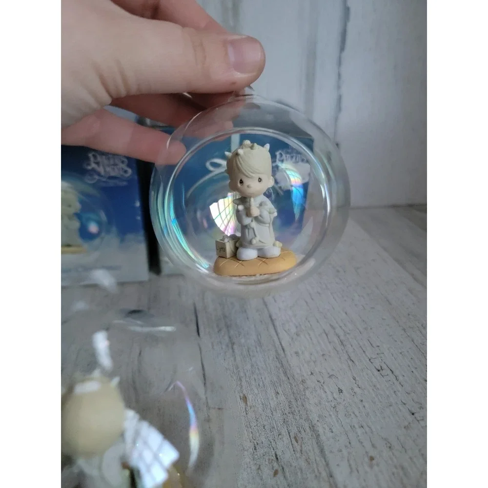 Precious‎ moments vintage glass ball boy girl ornament Xmas set